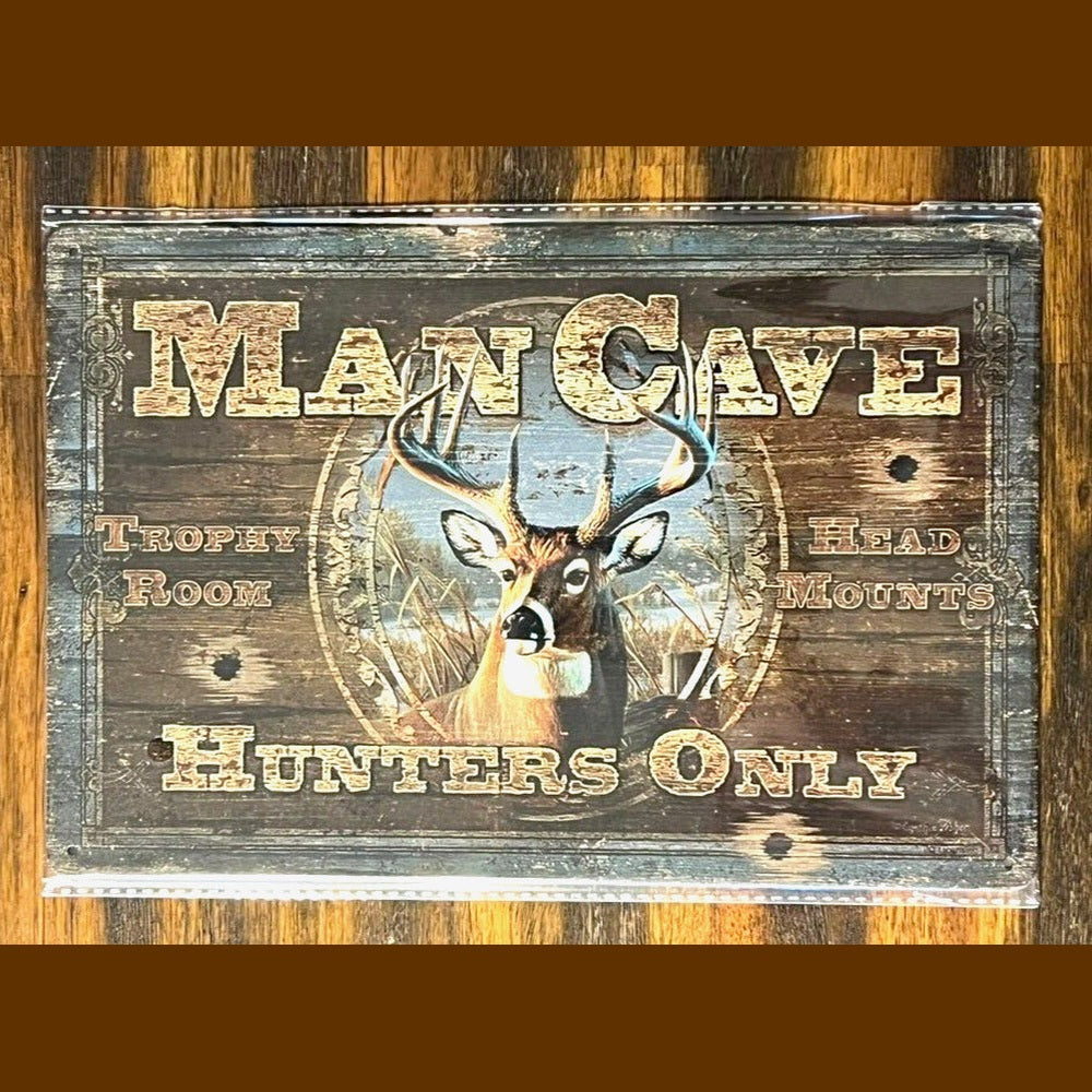 Man Cave "Hunters Only" Rustic Novelty Metal Sign 8" x 12" NEW! Home & Garden:Home Décor:Plaques & Signs Style Your Walls